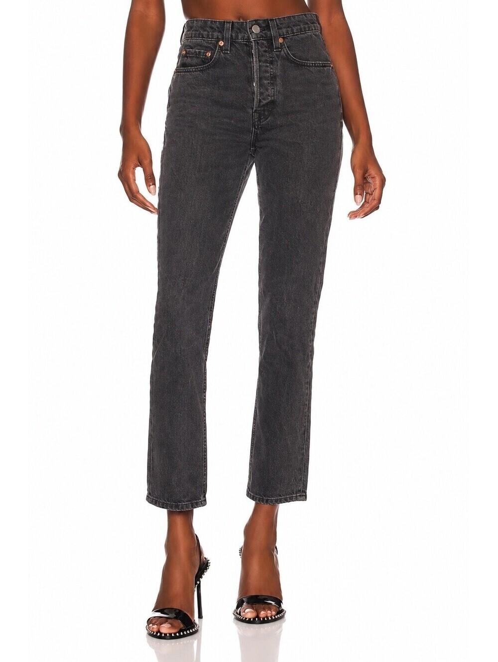 GRLFRND Karolina High Rise Straight Crop Jeans Presidio Black Size 23 Cotton